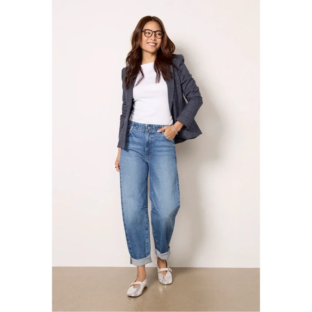 Paige Alexis Barrel Jeans 29 Ryland Denim Blue Casual Minimalist Classic Trendy - Picture 2 of 16